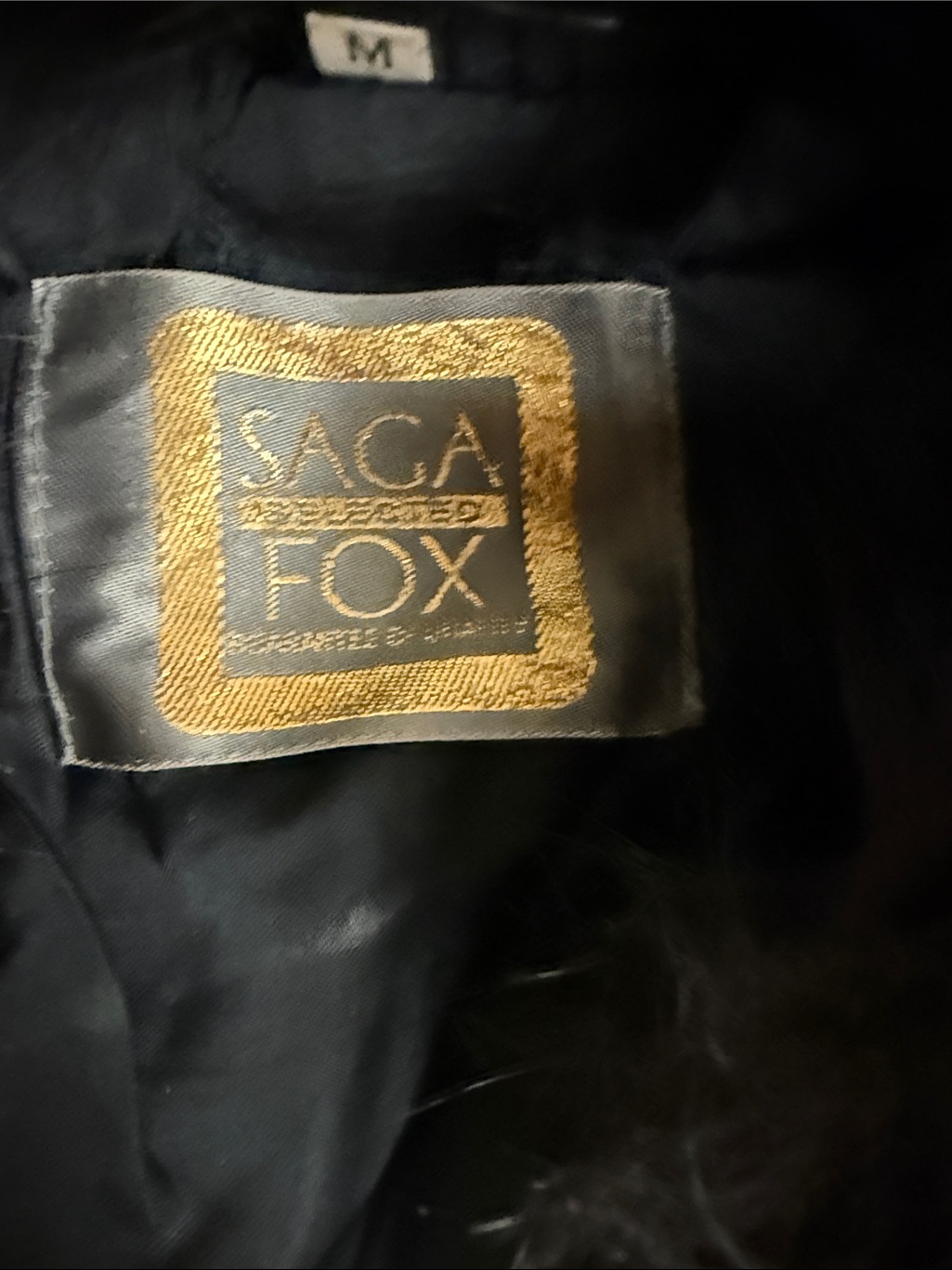 Saga Furs Black Jacket With Gold Label